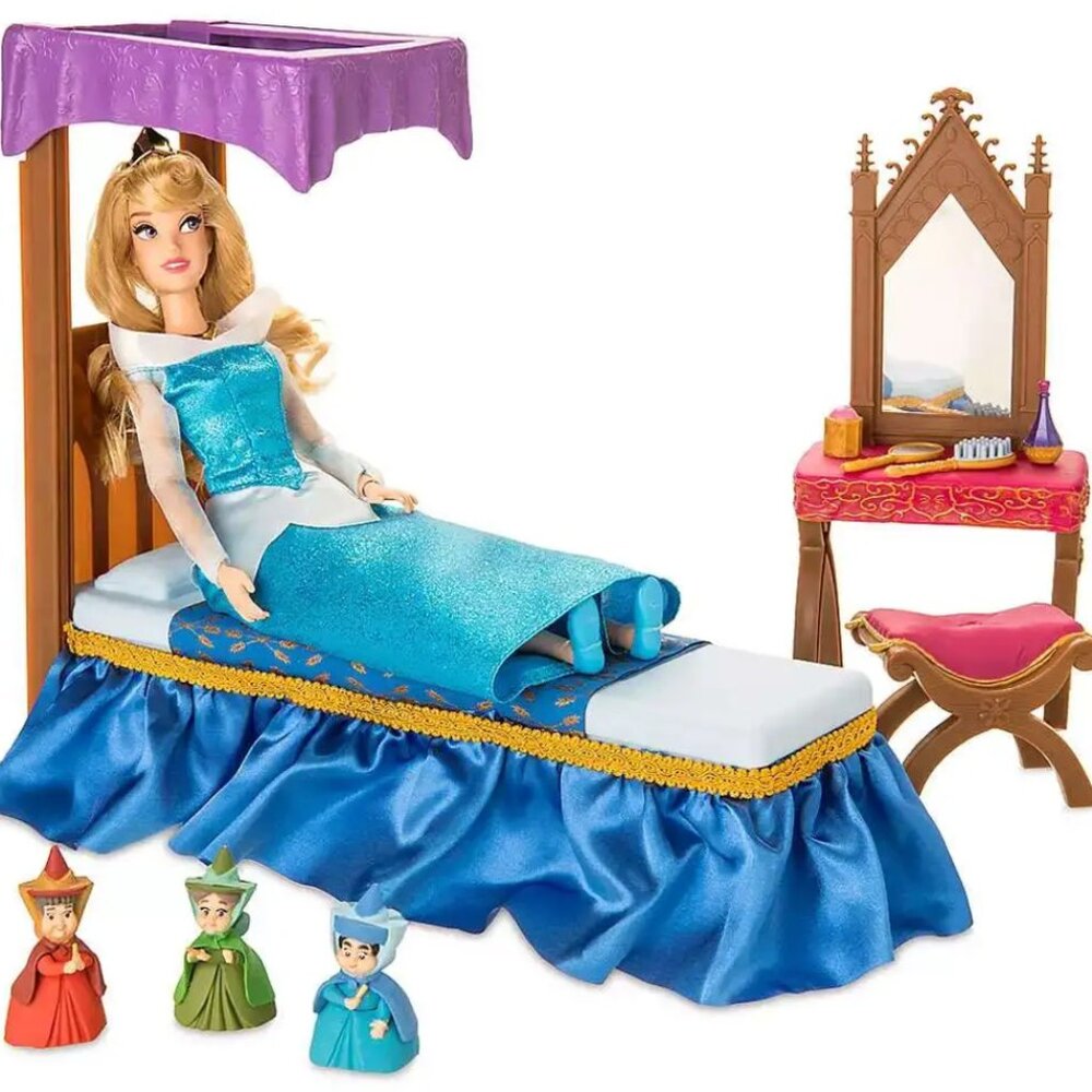 RARE Disney Sleeping Beauty Classic Princess Aurora Bedroom Exclusive Set NIB